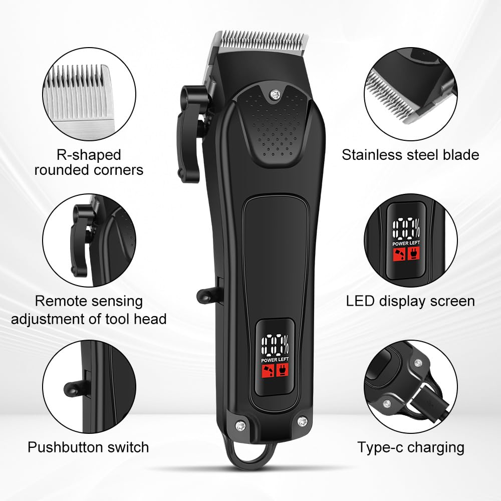 QDKVTNDJZ Hair Clippers for Men Professional, Cordless Electric Trimmer with Fast Charging Port, Cutting Kit, LED Display, Barber & Home Beauty and Personal Care QDKVTNDJZ