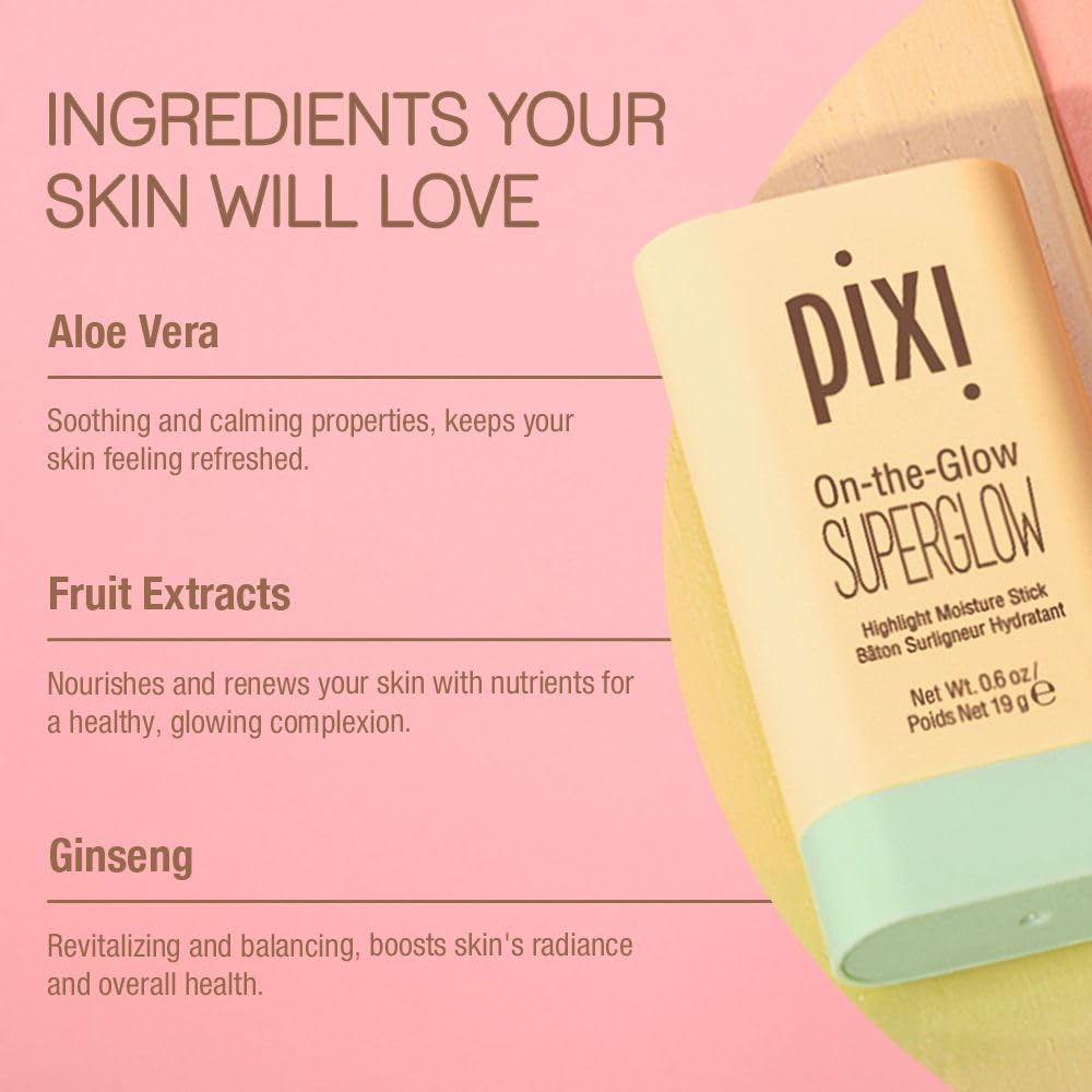 Pixi On-the-Glow SuperGlow | Shade GildedGold | Hydrating Highlighter Stick with Ginseng, Aloe Vera & Fruit Extracts | For Cheeks & Brow Bones | 19g Beauty & Personal Care Pixi