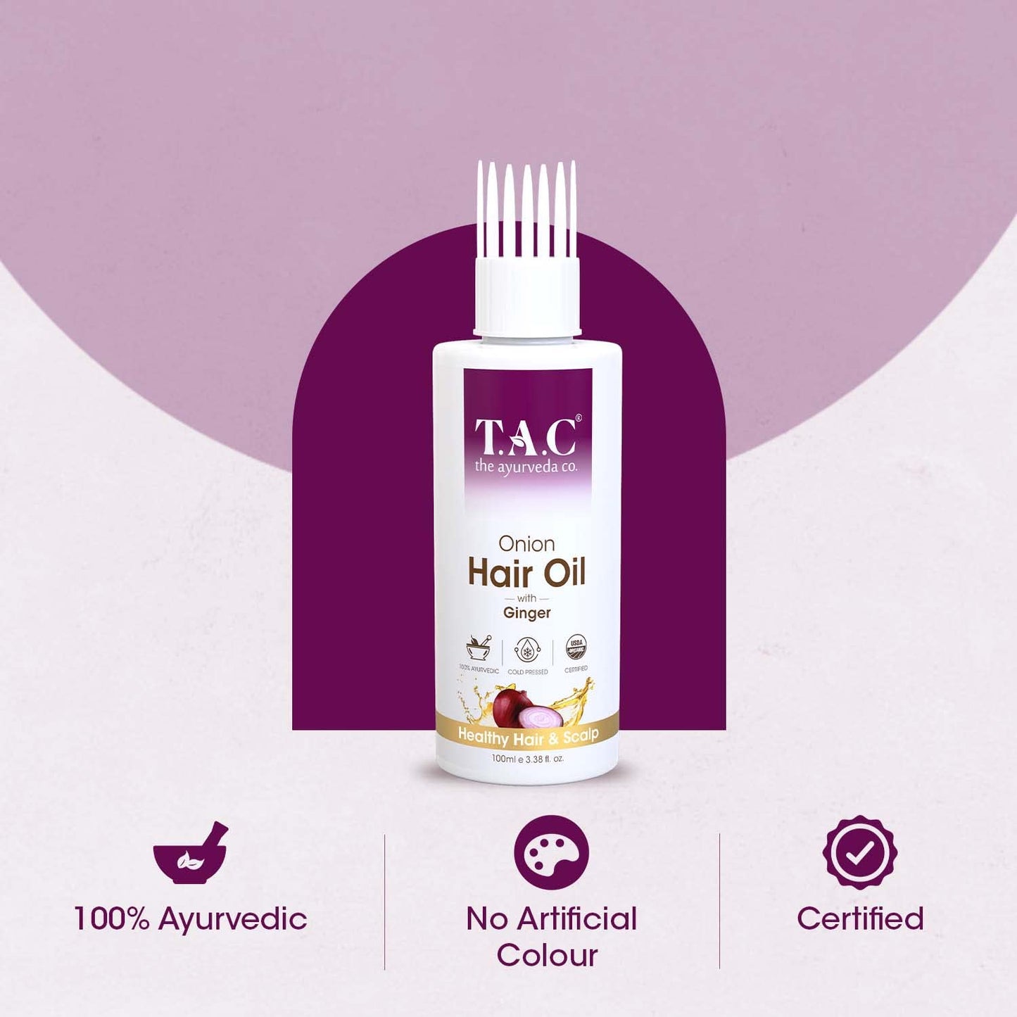 TAC - The Ayurveda Co. Onion with Black Seed and Biotin Hair Nourishment Oil for Hairfall Control 100ml Beauty & Personal Care TAC - The Ayurveda Co.