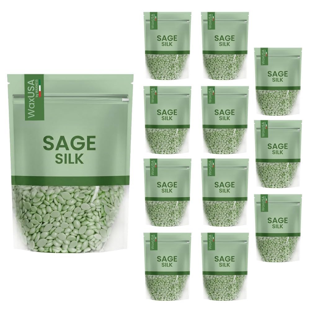 WaxUSA by Waxness Hard Wax Beads 1.67 lb (757g) Pack of 12 - Sage Silk Creamy Shimmer Texture -Professional Stripless Hair Removal - Made in Italy Beauty and Personal Care Waxness