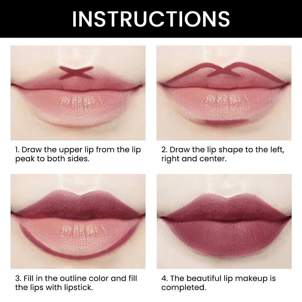 evpct 3Pcs Matte Lip Liner and Lipstick Combo Set Kit for Women, Light Plum Rose Mauve Nude Beige Brown Magic Neutral Lipstick 24 Hours Original Lips Beauty and Personal Care evpct