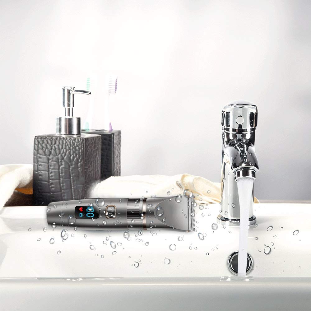 ZUIAI Professional Hair Clipper Waterproof Hair Clipper Men's Beauty Set Ceramic Blade Male LED Display Hairdressing Machine Beauty and Personal Care ZUIAI