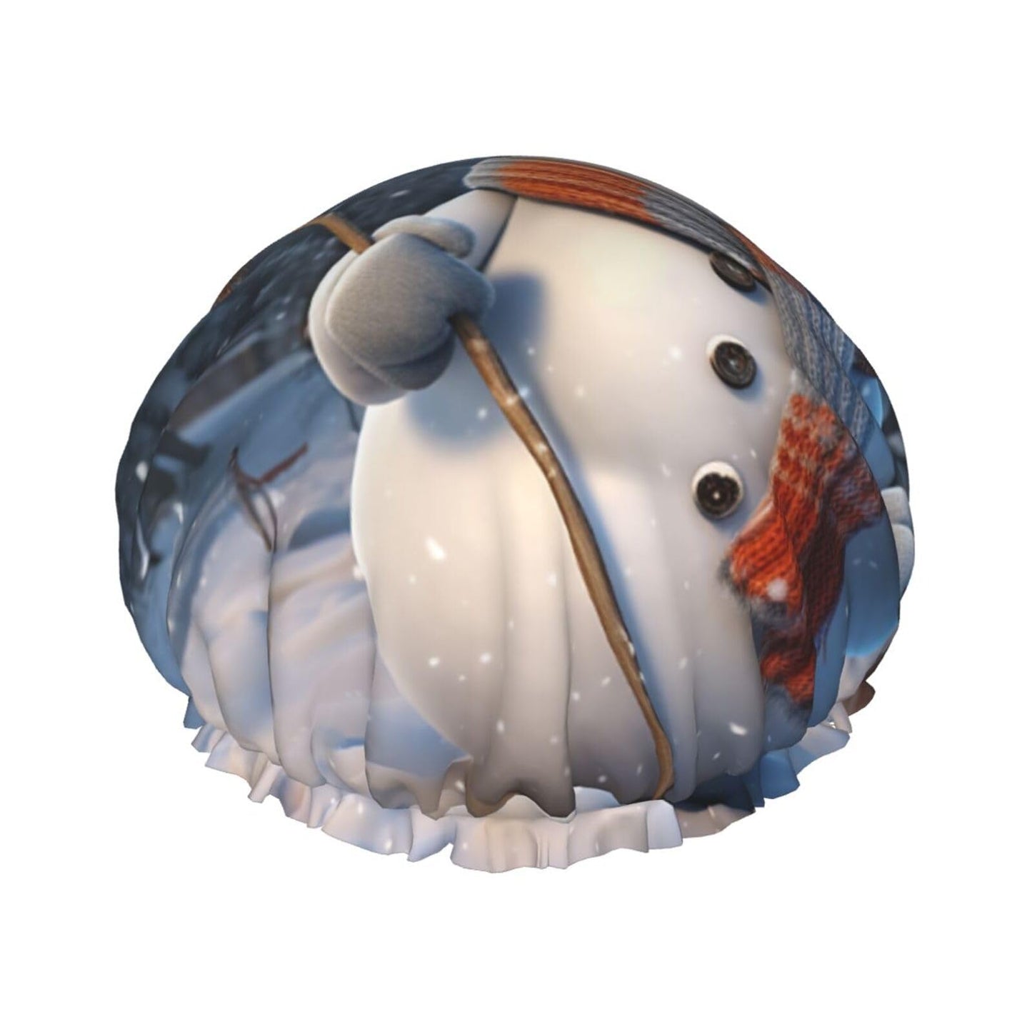 Hardworking Snowman Shower Cap For Women Reusable Double Layers Bathing Bath Cap Hair Caps Waterproof Elastic Band Ladies Spa Salon Shower Hat Hair Beauty and Personal Care GDSHJKLW