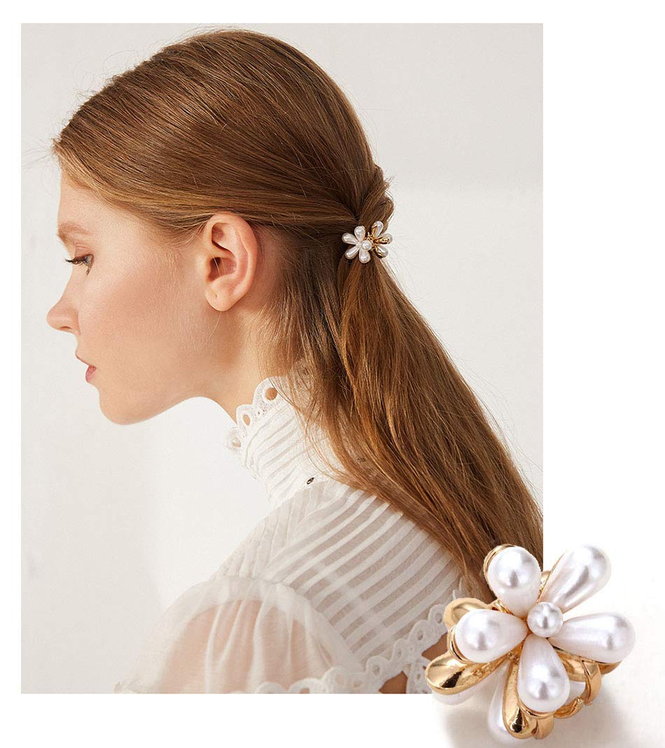 Mini Pearl Hair Barrettes for Women Girls, 10pcs Sweet Artificial Pearl Hair Clips, Flower Pins Clips for Party Wedding Daily Beauty & Personal Care Toolzeen