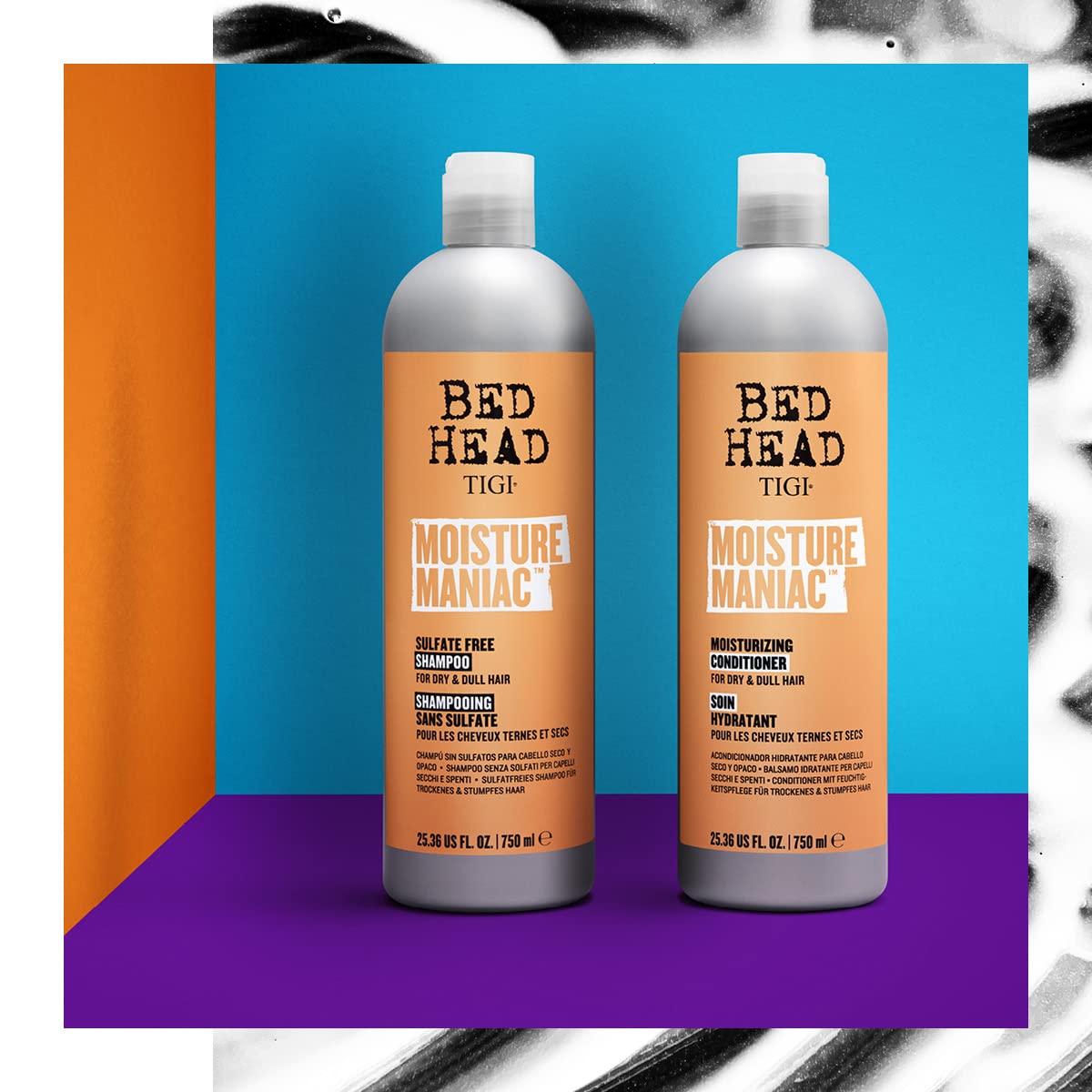 TIGI Bed Head Sulfate Free Shampoo and Conditioner Set for Dry Hair, Moisture Maniac Hair Care with Argan Oil, 25.36 fl oz, 2 Pack Beauty & Personal Care TIGI