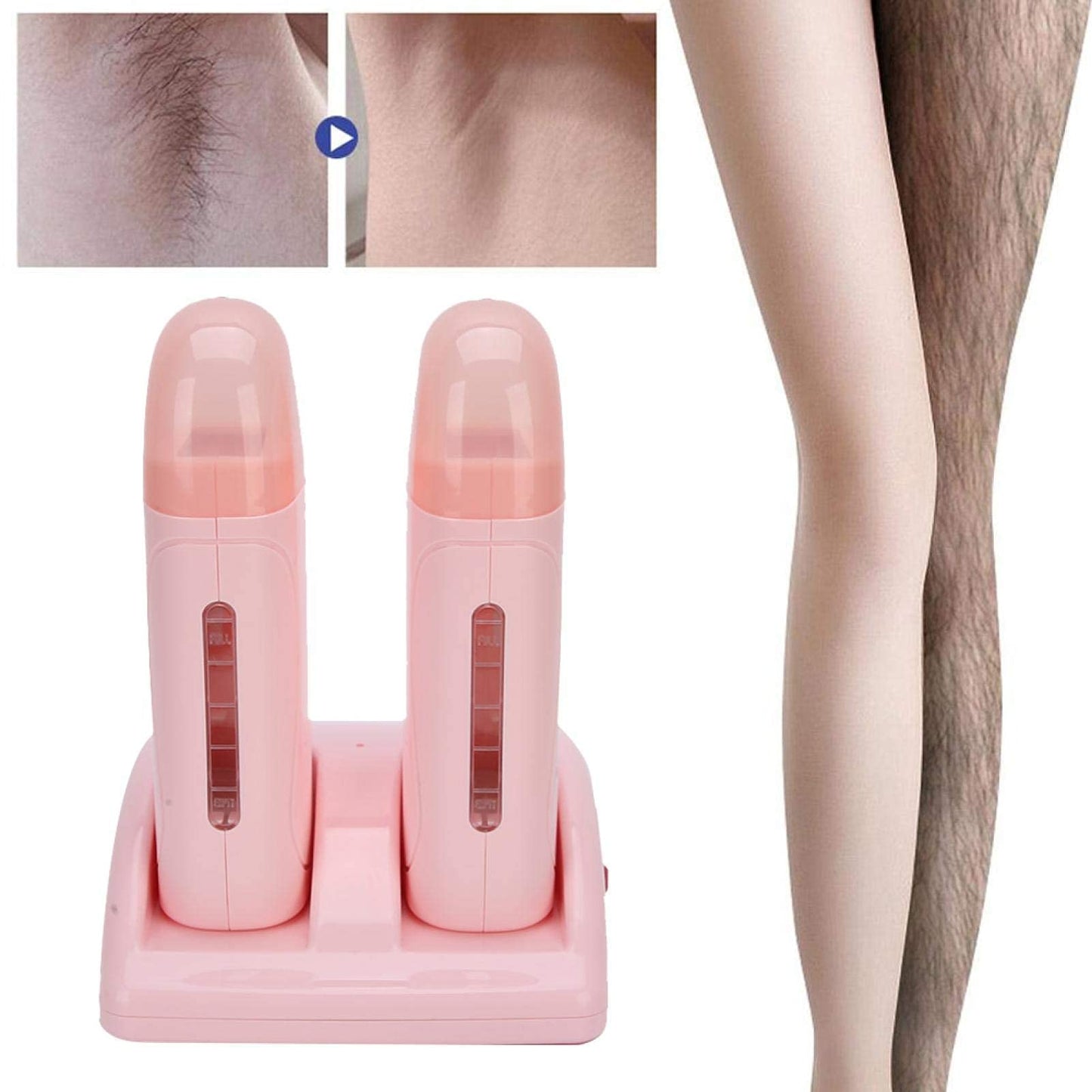 FILFEEL Roll On Wax Warmer with Double Cartridges, Professional Hair Removal Wax Heaters Hair Roller Epilator Wax Machine for Hair, Leg, Face, Armpit Beauty and Personal Care FILFEEL