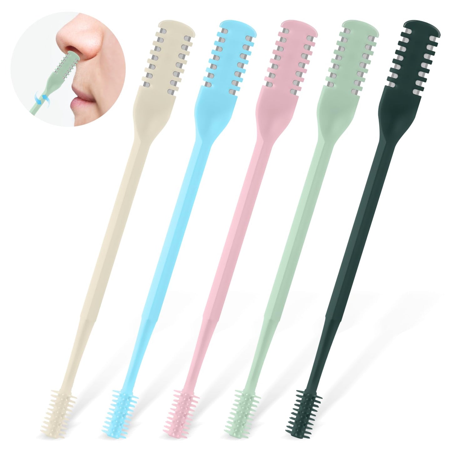 CNDNO 5Pcs 2-in-1 Nasal Hair Cutter, Double Sided Nose Hair Cutter, Portable 360° Rotating Manual Nose Hair Trimmer for Men and Women, Colorful Beauty and Personal Care CNDNO Default Title