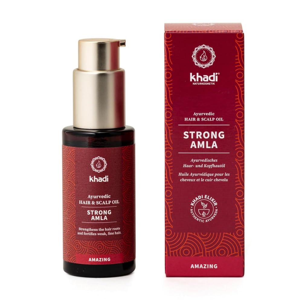 khadi STRONG AMLA hair oil, 100% natural, herbal, vegan, promotes growth, prevents hair loss & gray hair, strengthens roots, silicone-free, Ayurvedic Beauty & Personal Care KHADI