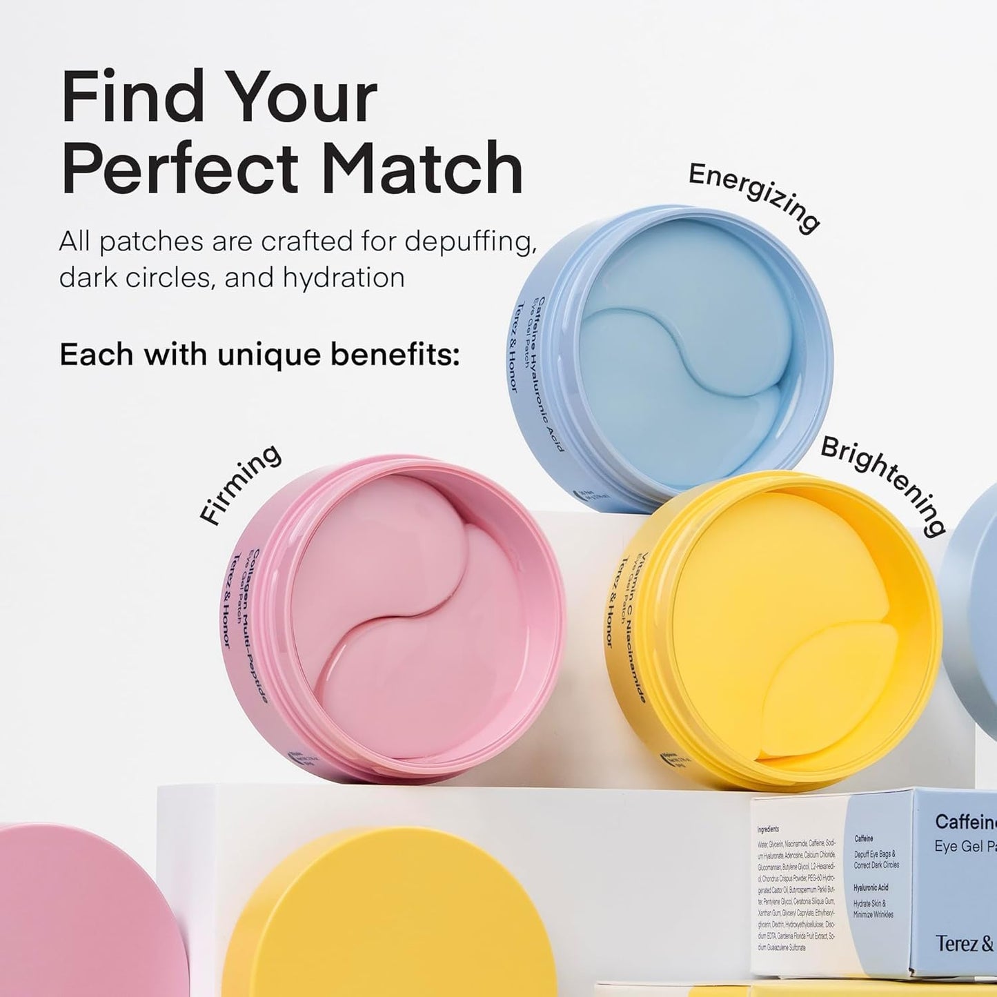 Terez & Honor Under Eye Patches for Dark Circles - 60 Korean Hydrogel Masks for Puffiness, Bags, Wrinkle with Caffeine, Hyaluronic Acid, Niacinamide Beauty & Personal Care TEREZ & HONOR