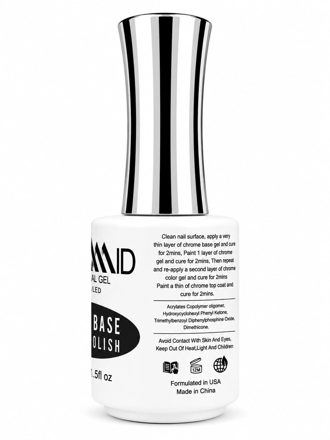 Pyramid Professional Gel Soak Off UV/LED Gel Top Base Coat Nail Polish Manicure Lacquer Matte Velvet Chrome Rubber Base (Chrome Base 0.5oz)