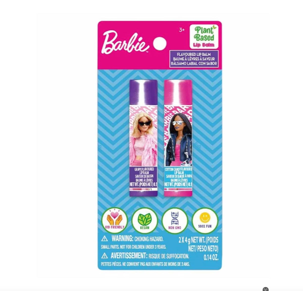 Barbie 2 Lip Balm with Flavors Include Blue Blueberry and Pink Cotton Candy - Lip Balm on Card - 2 Shimmery Lip Balms Beauty & Personal Care Townley Girl