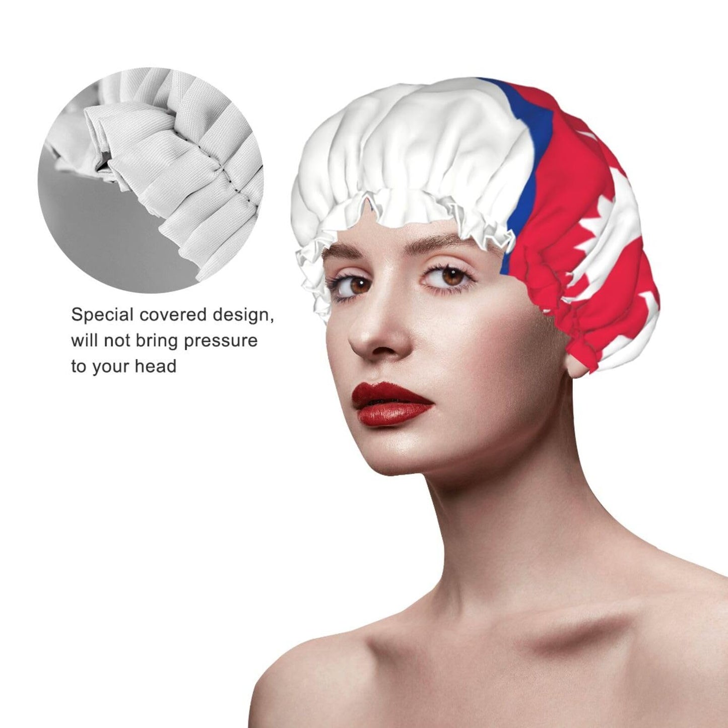 Nepal Flag Prints Shower Cap Double Layer Lined Waterproof Bathing Shower Hat Beauty and Personal Care Hayyett