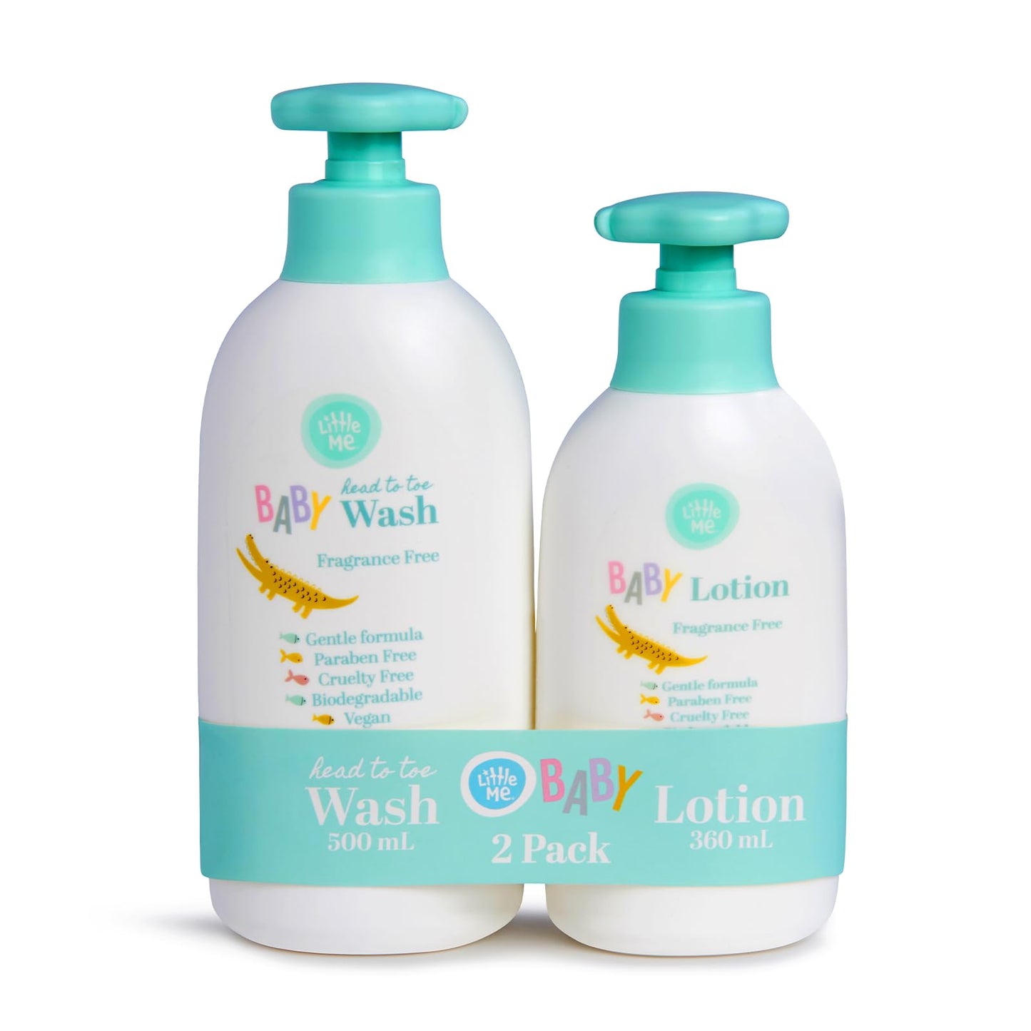 Little Me 2 Pack Set Baby Fragrance Free Head to Toe 500ml 3-In-1 Wash & 360ml Baby Lotion Beauty & Personal Care Little Me