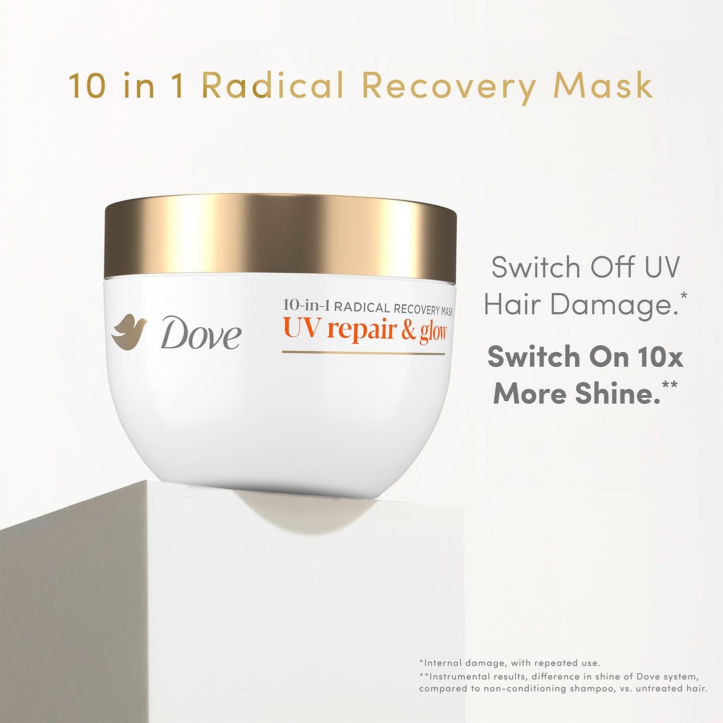 Dove Shampoo, Conditioner & 10-in-1 Radical Recovery Hair Mask, UV Repair & Glow - Damage Therapy Hair Products with Ferulic Serum and BioProtein Care Beauty & Personal Care Dove