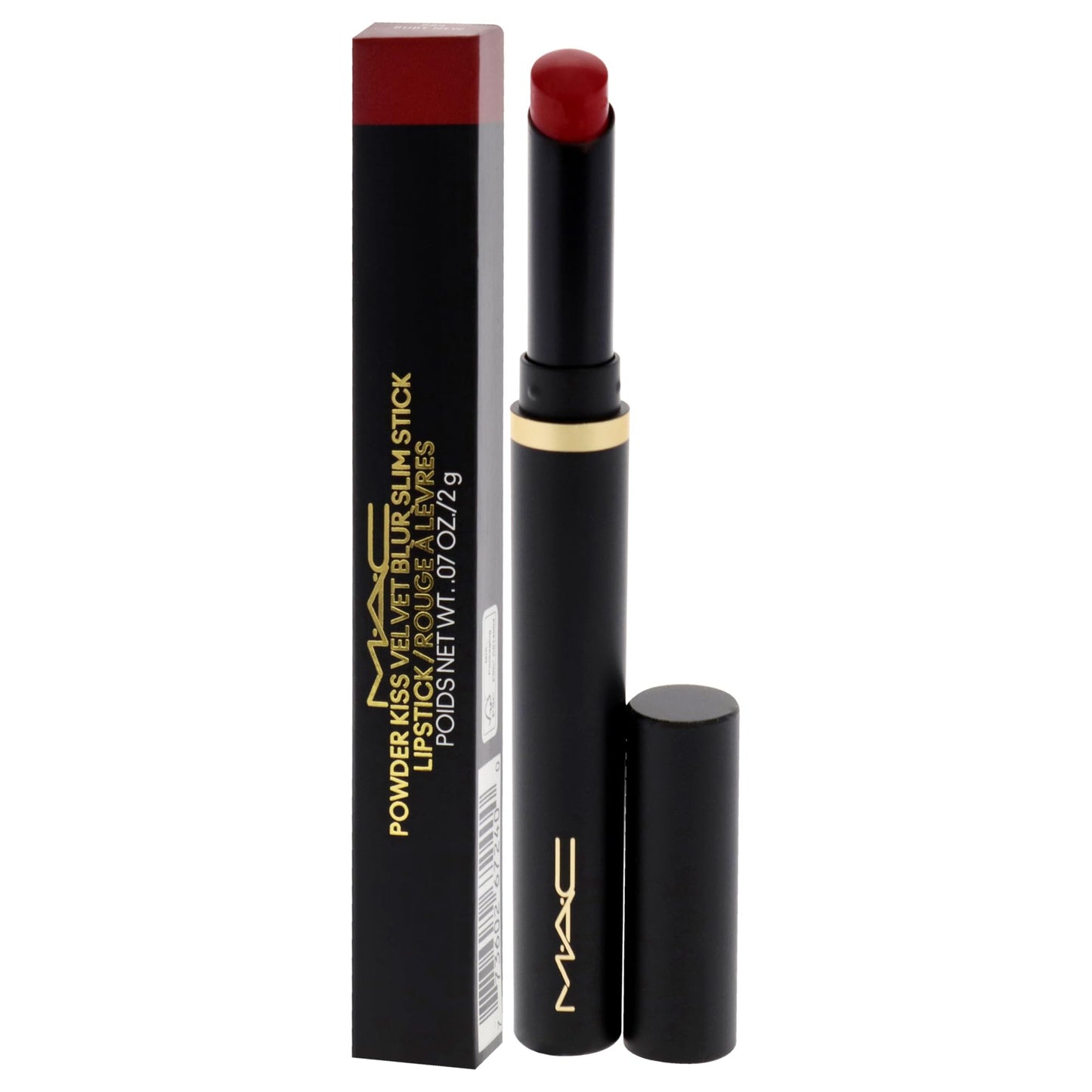 MAC Powder Kiss Velvet Blur Slim Stick - 889 Ruby New for Women - 0.07 oz Lipstick Beauty & Personal Care MAC