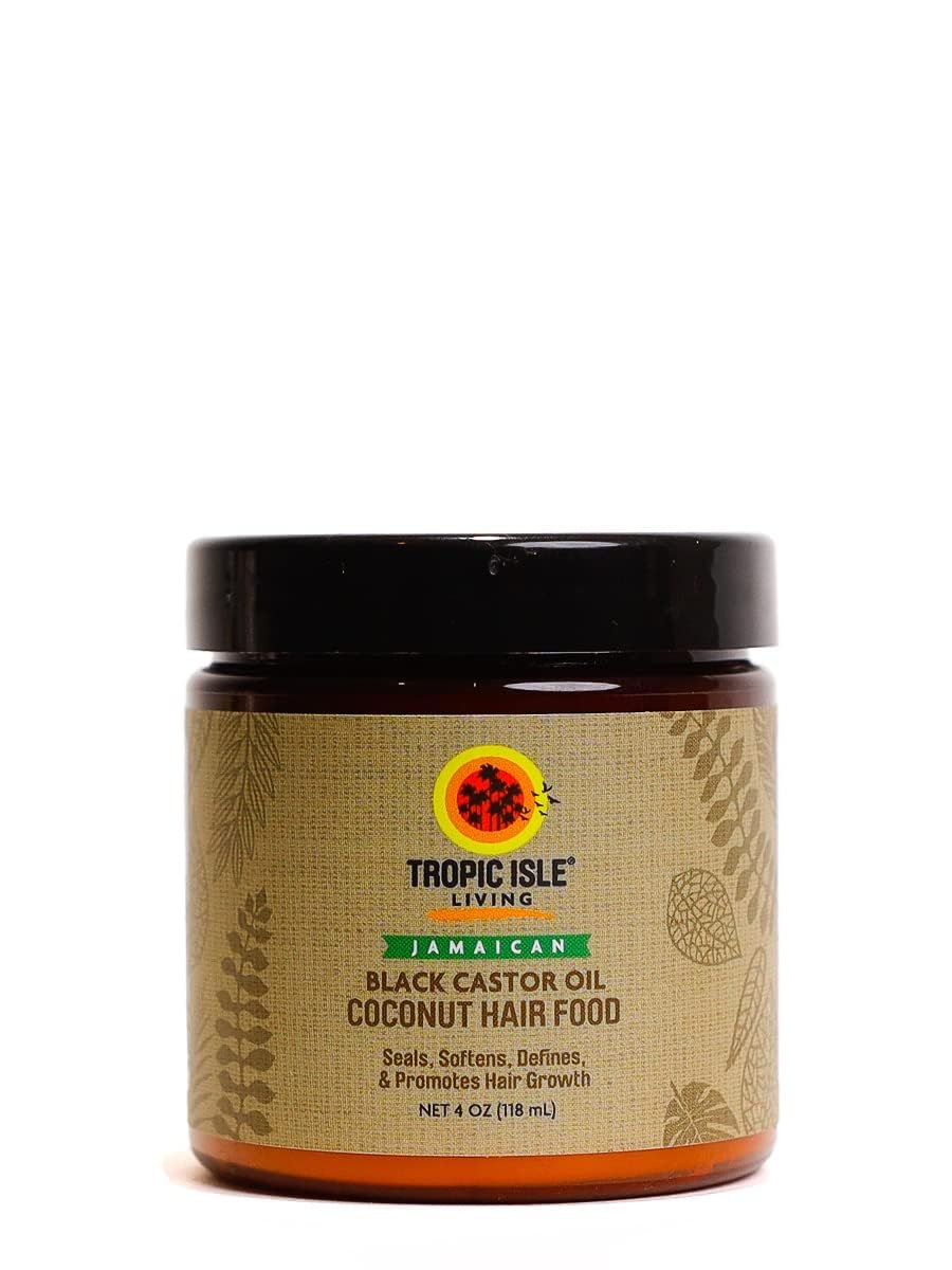Jamaican Black Castor Oil Coconut Hair Food 4 oz | Seals, Softens, Defines & Promotes Hair Growth | Traditional Handmade Jamaican Black Castor Oil Beauty & Personal Care Tropic Isle Living
