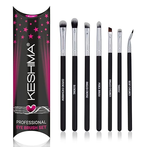 KESHIMA Professional Eye Makeup Brushes Set with Eyeshadow & Blending Brush, Smudge, Angled Crease, Pencil, Angled Eyeliner and Bent Eyeliner Beauty & Personal Care KESHIMA