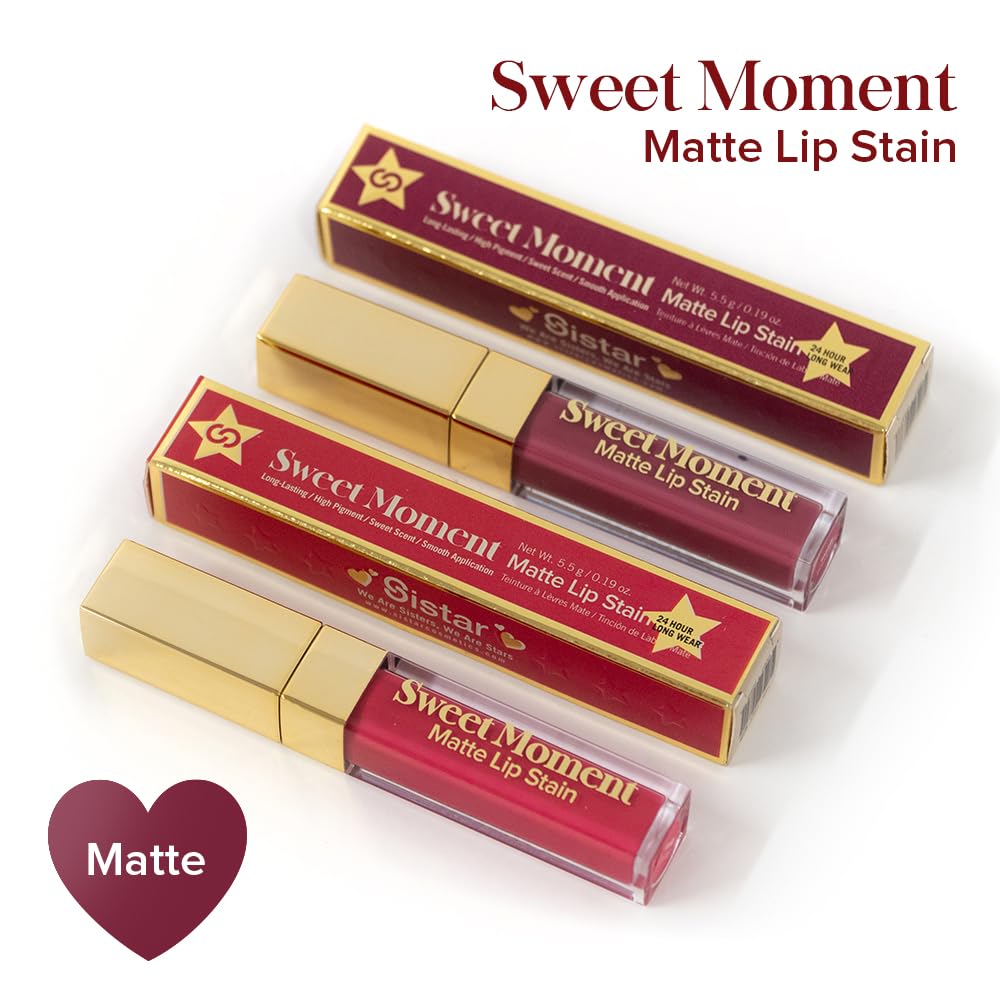 Sistar Sweet Moments Matte Lip Stain Long-Lasting Matte Finish Vivid High Pigment Colors Smooth and Sweet 1.5 mL / 0.05 fl. oz. (Mauve) Beauty & Personal Care Sistar