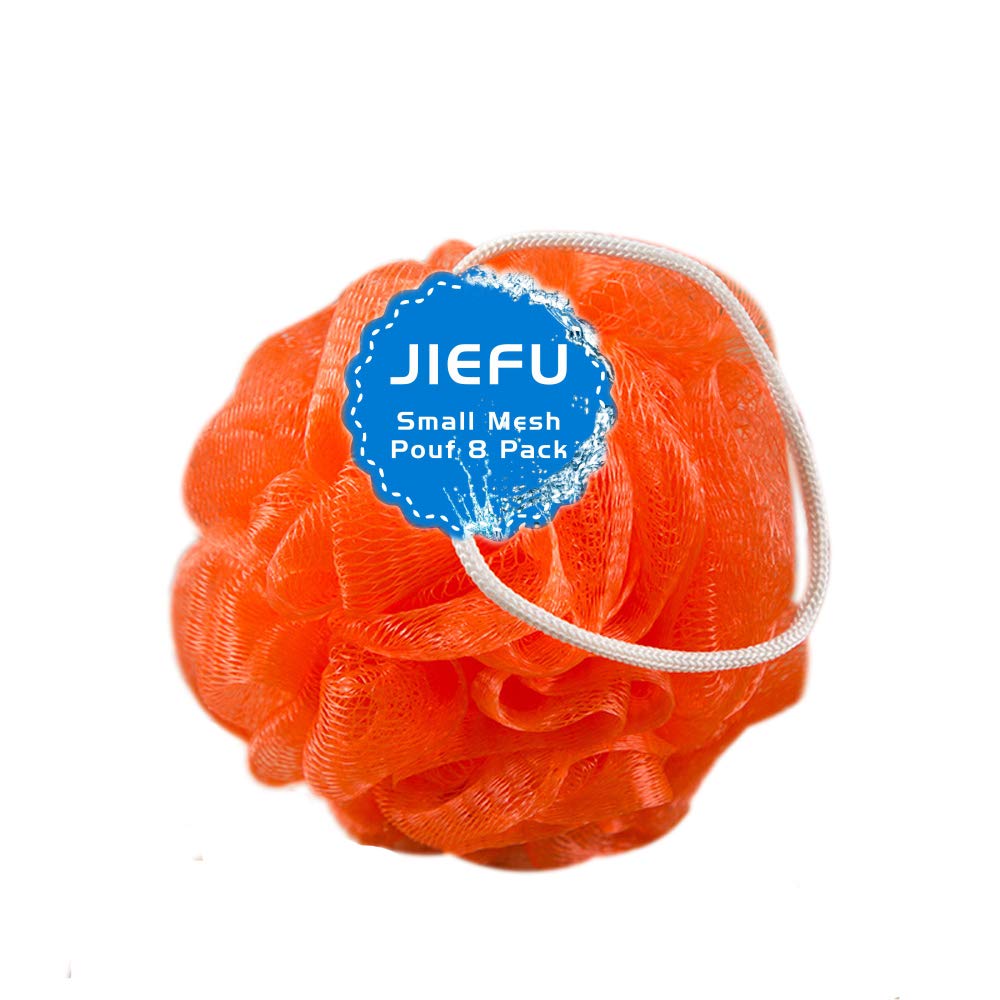 Bath Sponges, Small Size Colorful Shower Sponges Exfoliating Mesh Pouf Bath Ball Body Scrubber for Kids Pack of 8 Beauty & Personal Care JIEFU