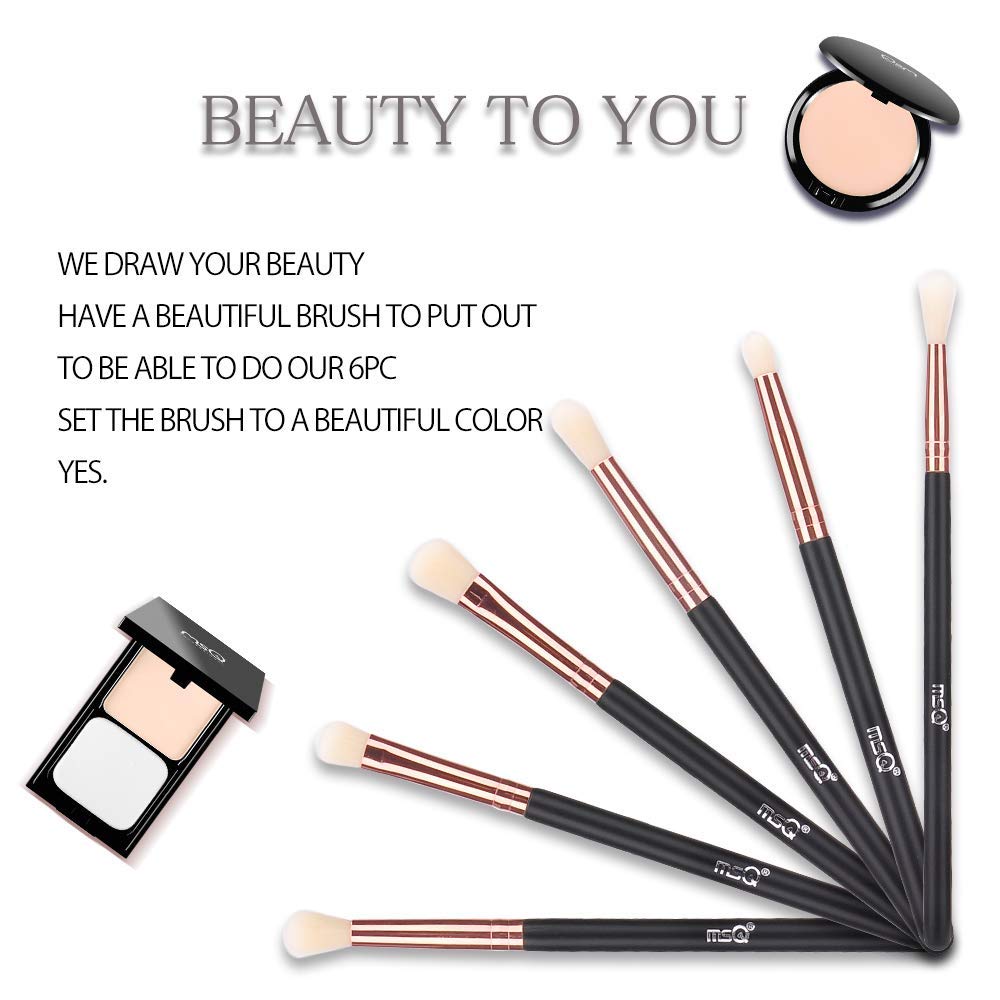 MSQ Eye Brush Set Rose Gold 6pcs Eyeshadow Set Eyebrow Brush Makeup Brushes Eyeliner Brush for Eyeshadow, Eyebrow, Eyeliner, Blending, Concealer, Best Beauty & Personal Care MSQ