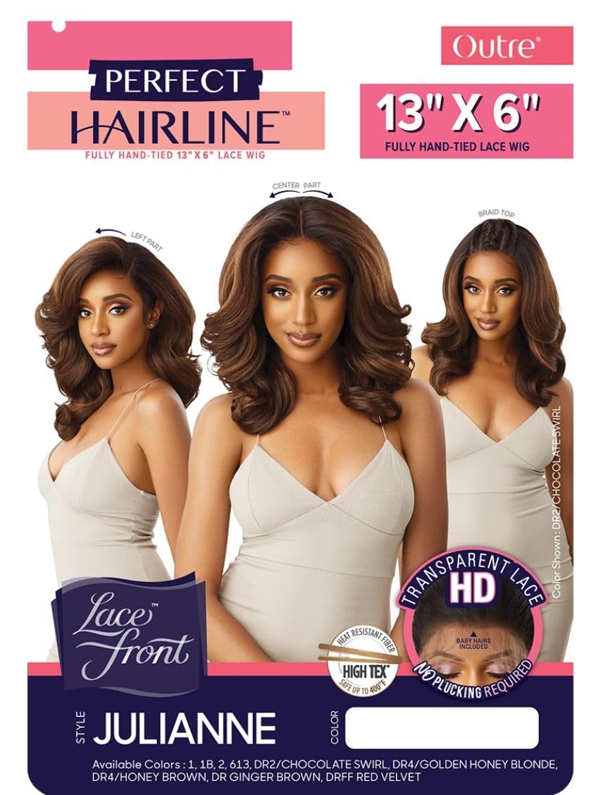 Outre LACEFRONT PERFECT HAIR LINE Glamorous Wavy Fully Hand-Tied 13”x 6” Frontal HD Baby Hair Transparent Lace Easy-to-Style Heat Friendly - JULIANNE