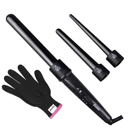 3 in 1 Curling Iron, Curler Wand Set with 3 Interchangeable Ceramic Curling Barrel(0.35”-1.25”), Instant Heat Up, Dual Voltage Hair Curler Beach Beauty & Personal Care JuHaLeiw