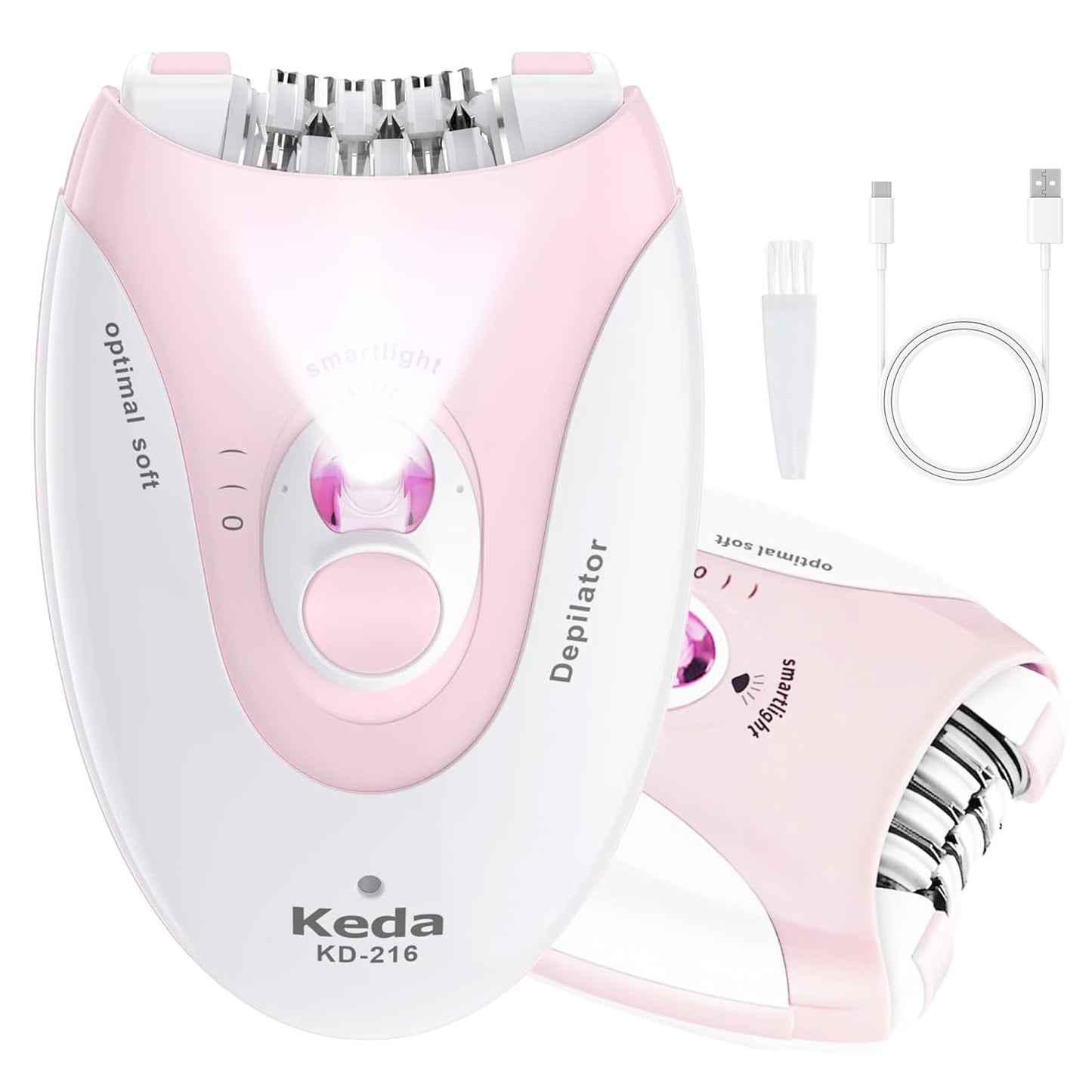Epilator for Women, 2 Speeds Facial Hair Removal Device with LED Light, 36 Tweezers & Massage Pad, Rechargeable Epilator Hair Removal for Armpit, Arm Beauty and Personal Care Glowshave