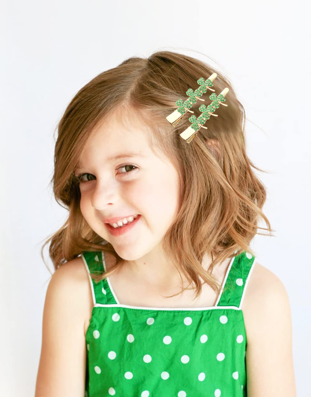 St.Patrick’s Day Hair Clips Crystal Glitter Shamrock Hairpins Green Lucky Leaf Embellished Gold Alligator Hair Clips for Party Gift (2 Pairs Lucky Beauty & Personal Care HEIDKRUEGER