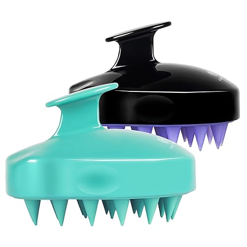 HEETA Hair Scalp Massager Shampoo Brush 2 Pack, Soft Silicone Bristles to Remove Dandruff, Waterproof Hair Scrubber for Both Wet Dry Use, Suitable Beauty & Personal Care HEETA