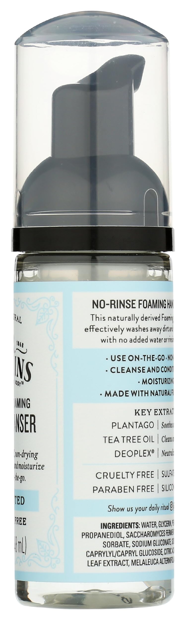 J.R. Watkins No-Rinse Foaming Hand Cleanser - Hand Soap in Pump Dispenser - Bathroom & Kitchen Foam Cleaner - All Natural, Alcohol Free, Unscented Beauty & Personal Care J.R. Watkins