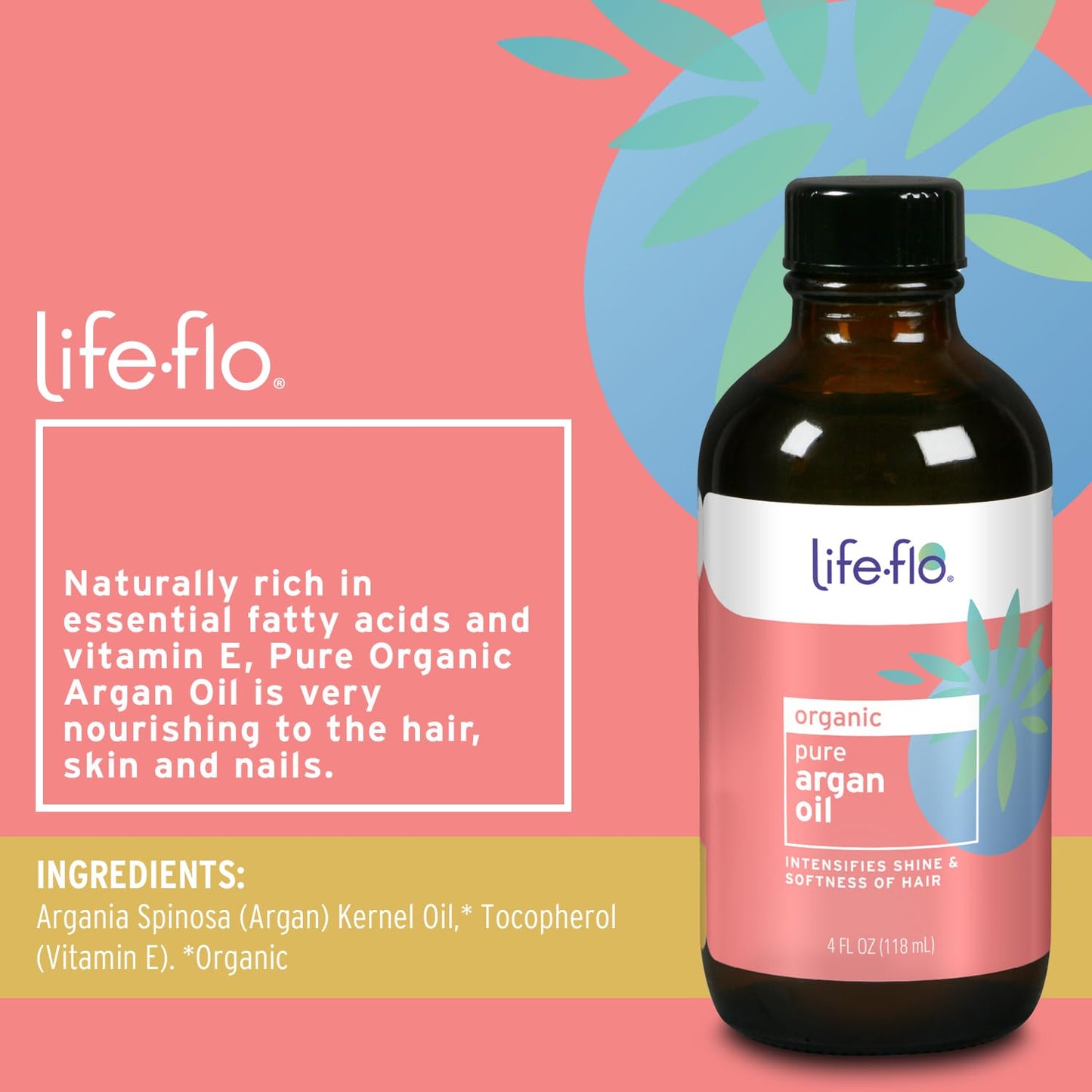 Life-flo Pure Argan Oil | Organic and Cold Pressed | Intensify Hair Shine and Softness & Minimize Split Ends | Skin Moisturizer | 4 oz Beauty & Personal Care LIFE-FLO