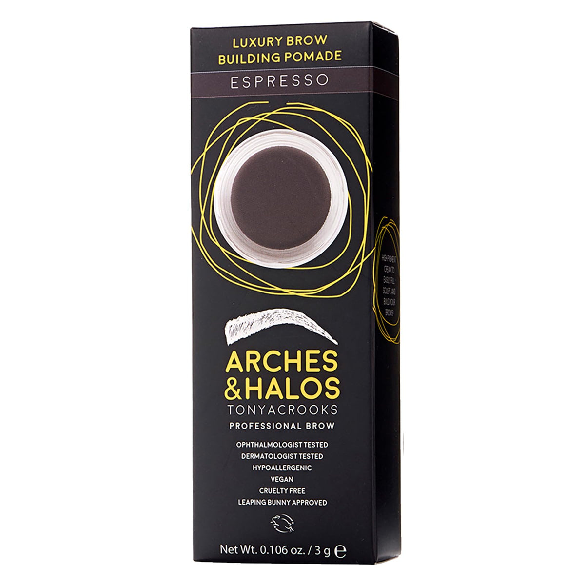 Arches and Halos Luxury Brow Building Pomade - Vegan Eyebrow Pomade - Creamy, Long Wearing Color for Clean, Defined Brows - Espresso - 0.1 oz
