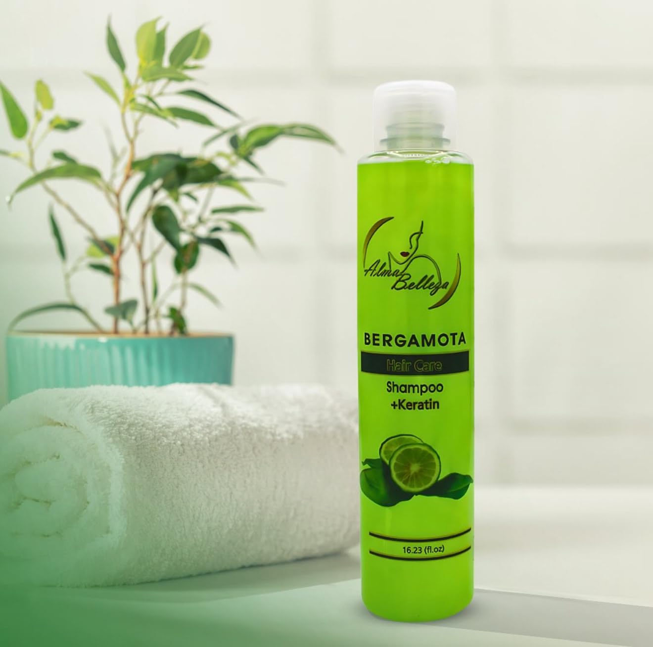 Bergamot Shampoo + Keratin & Bergamot Conditioner with Allantoin & Amino Acids - 16.23 fl oz each - Premium Hair Care by Alma Belleza (Bergamota Beauty & Personal Care Alma Belleza