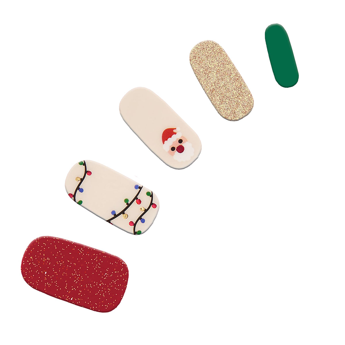 Dashing Diva Gloss Nail Strips - Santa Baby | UV Free, Chip Resistant, Long Lasting Gel Stickers | Contains 32 Wraps, 1 Prep Pad, 1 File