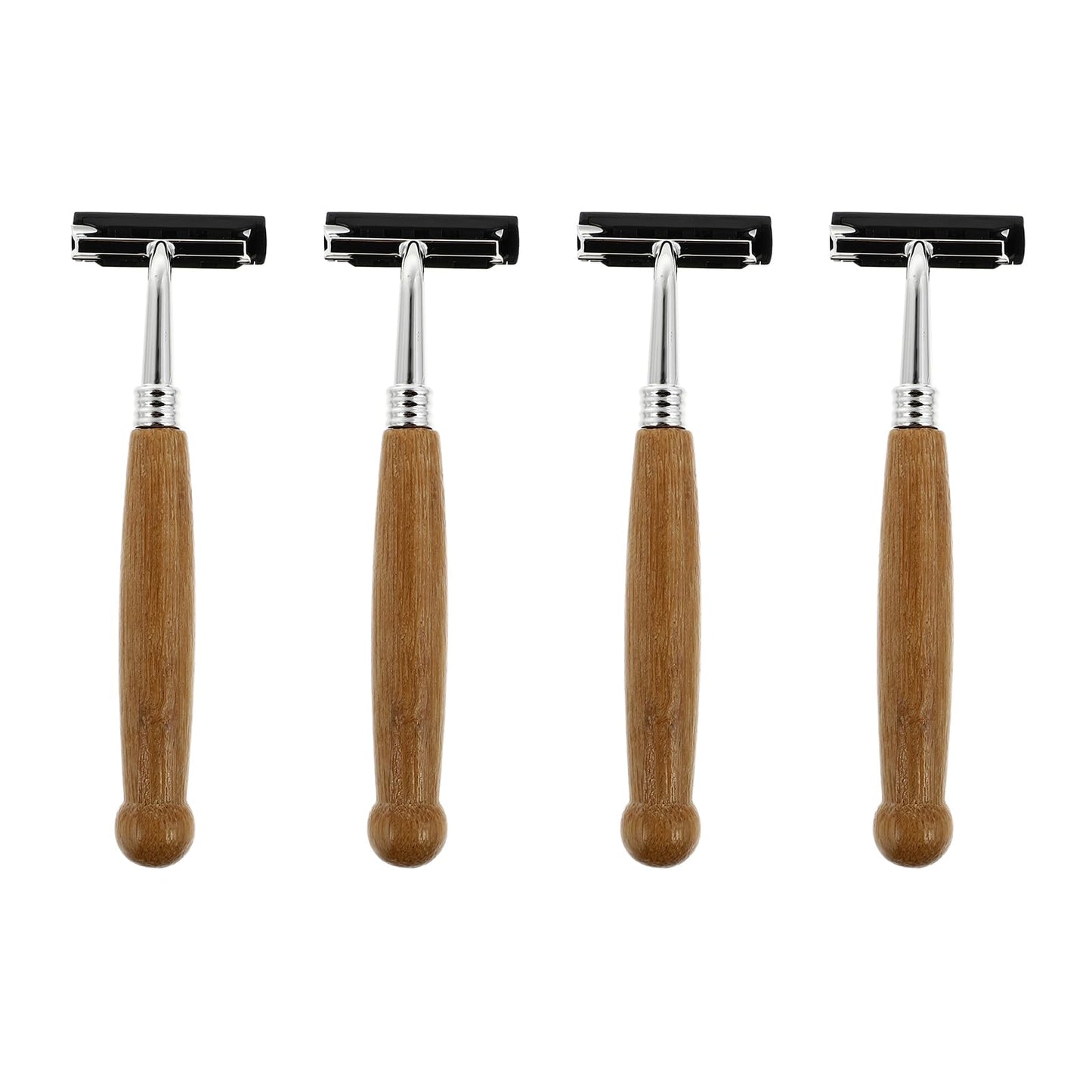Hemoton Manual Beard Razors Bamboo Handle Double-Edged Safety Shavers Stainless Steel Blades Lightweight Travel Shaving Tools for Men Grooming Beauty and Personal Care Hemoton