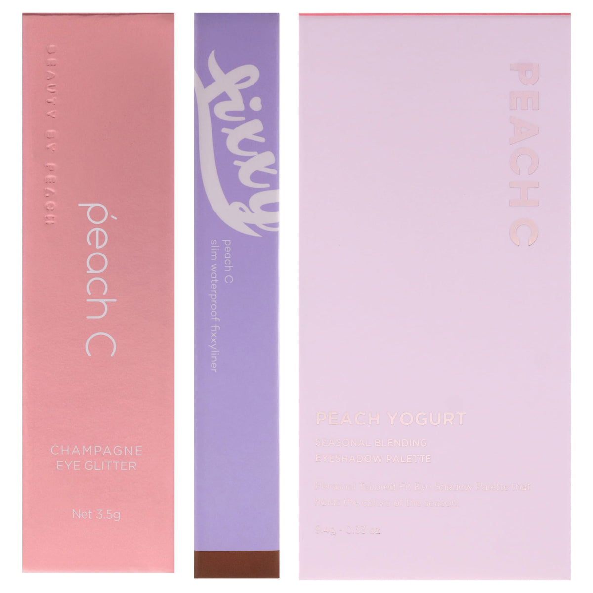 Peach C Kit by Peach C for Women - 3 Pc Kit 0.12oz Eye Shadow - 01 Pure White, 0.04 Eyeliner - 03 Soft Brown, 0.33oz Eye Shadow - 06 Peach Yogurt