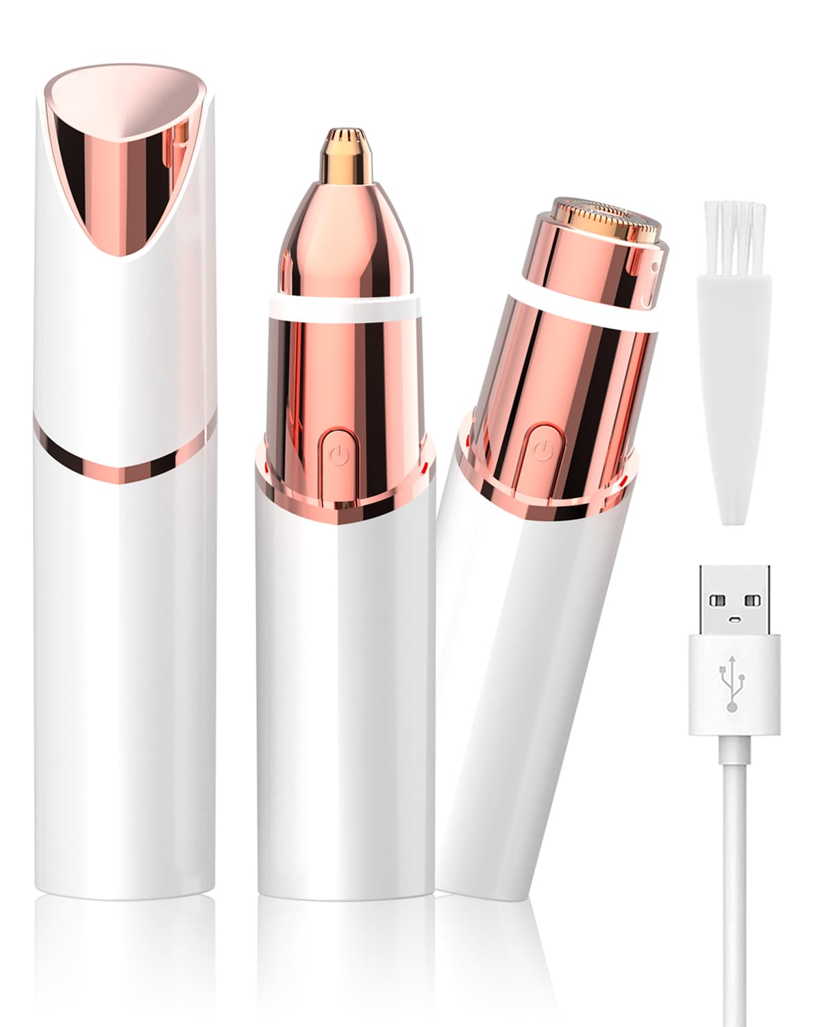 Facial Hair Remover and Eyebrow Trimmer - 2 in 1 Facial Hair Removal Epilators for Women - Rechargeable Travel Face Hair Razor Bikini Shaver for Face Beauty and Personal Care KAYZON