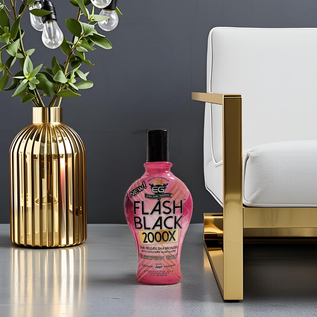 European Gold Flash Black 2000X Indoor Tanning Lotion with Advanced Time-Release DHA Bronzers, Skin Conditioning Complex, and Ultra-Dark Color Beauty & Personal Care European Gold
