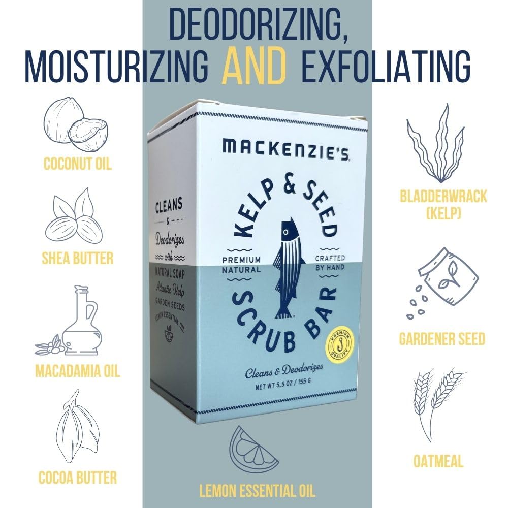 MACKENZIE'S Kelp & Seed Scrub Bar - Gifts for Men - Gifts for Women - Gifts for Cooks - Gifts for Gardeners - Exfoliating - Moisturizing - Hand Soap Beauty & Personal Care MACKENZIE'S