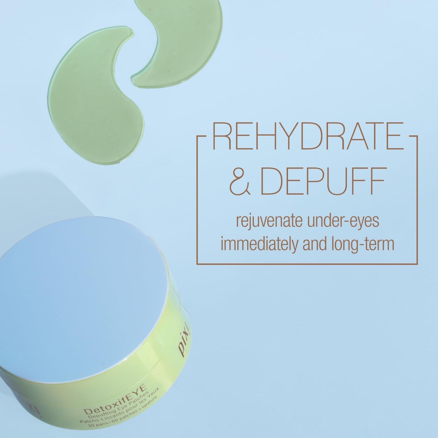 Pixi DetoxifEYE Depuffing Hydrogel Eye Patches with Cucumber, Hyaluronic Acid & Caffeine for Puffy Eyes and Dark Circles | Treats Tired Eyes Beauty & Personal Care Pixi
