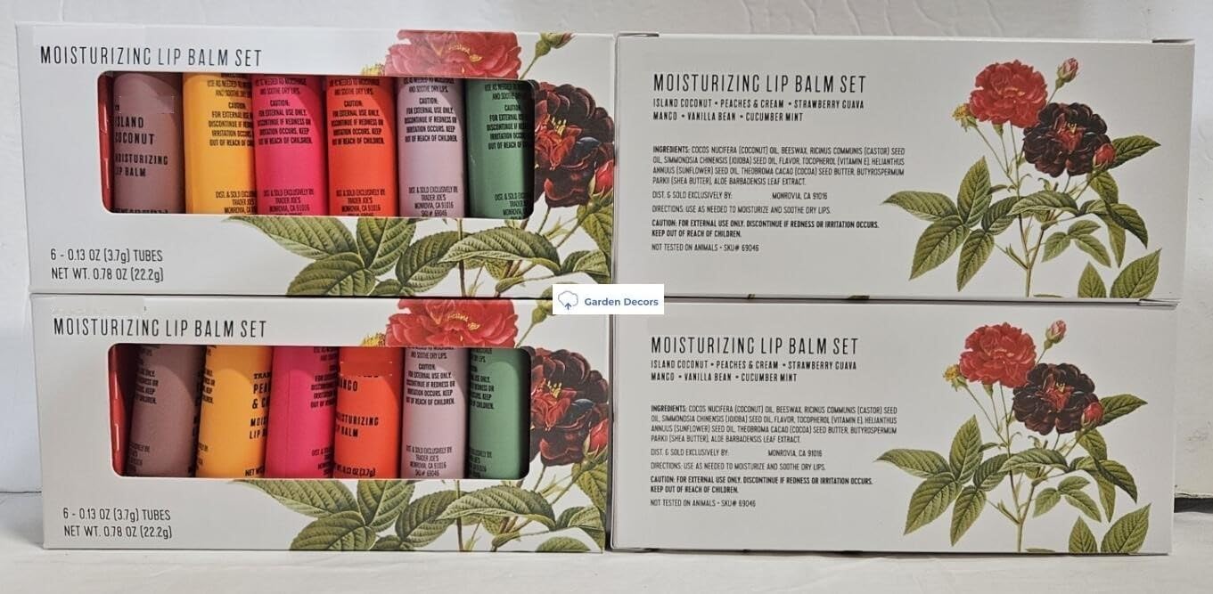 Trader Joe's Moisturizing Lip Balm 6 Tubes Set 0.78oz 22.2g (Four Boxes) Beauty and Personal Care Trader Joe's