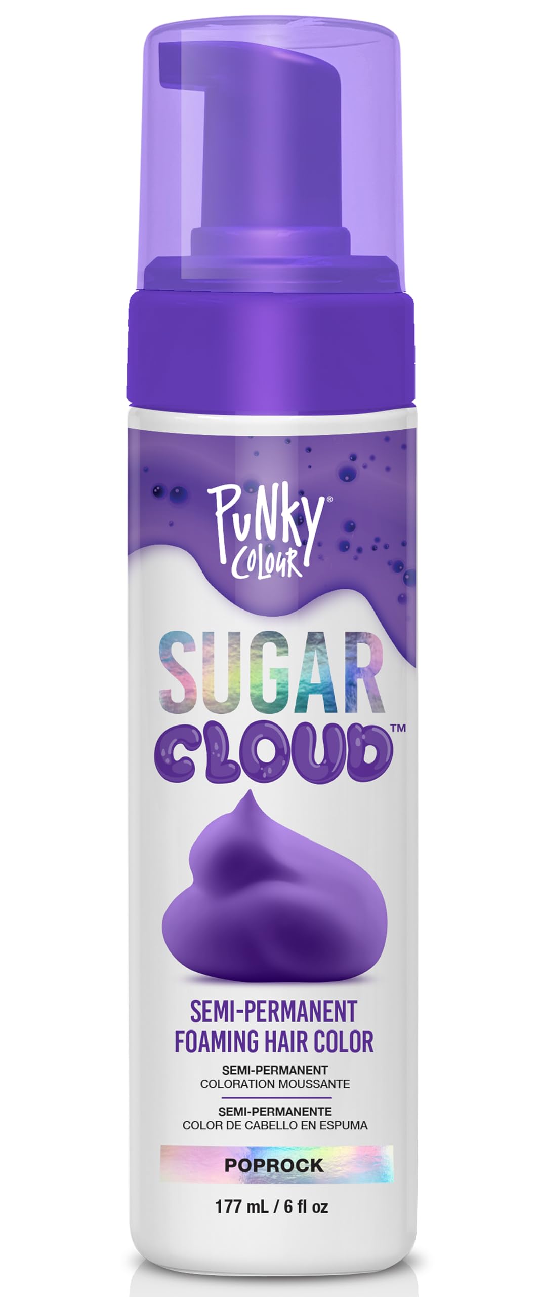 Punky Sugar Cloud Semi-Permanent Foam Hair Color, Poprock - Vibrant Hair Dye for Long-Lasting Color, Easy Application Foam Hair Dye, 6 fl oz. Beauty & Personal Care Punky