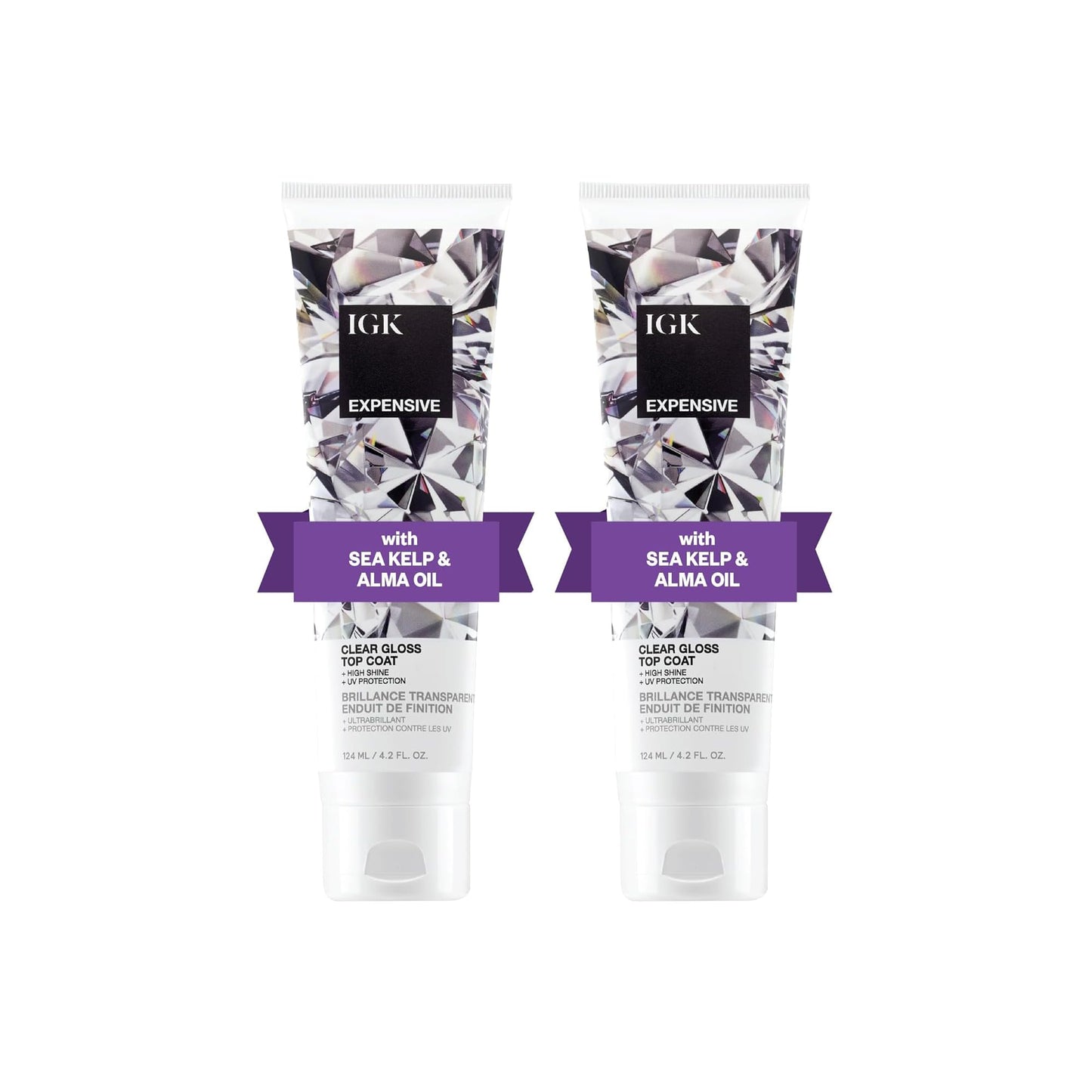 IGK EXPENSIVE Clear Gloss Top Coat | Shine + Strengthen + Smooth | Vegan + Cruelty Free | 4.2 Oz (Pack of 2) Beauty & Personal Care IGK