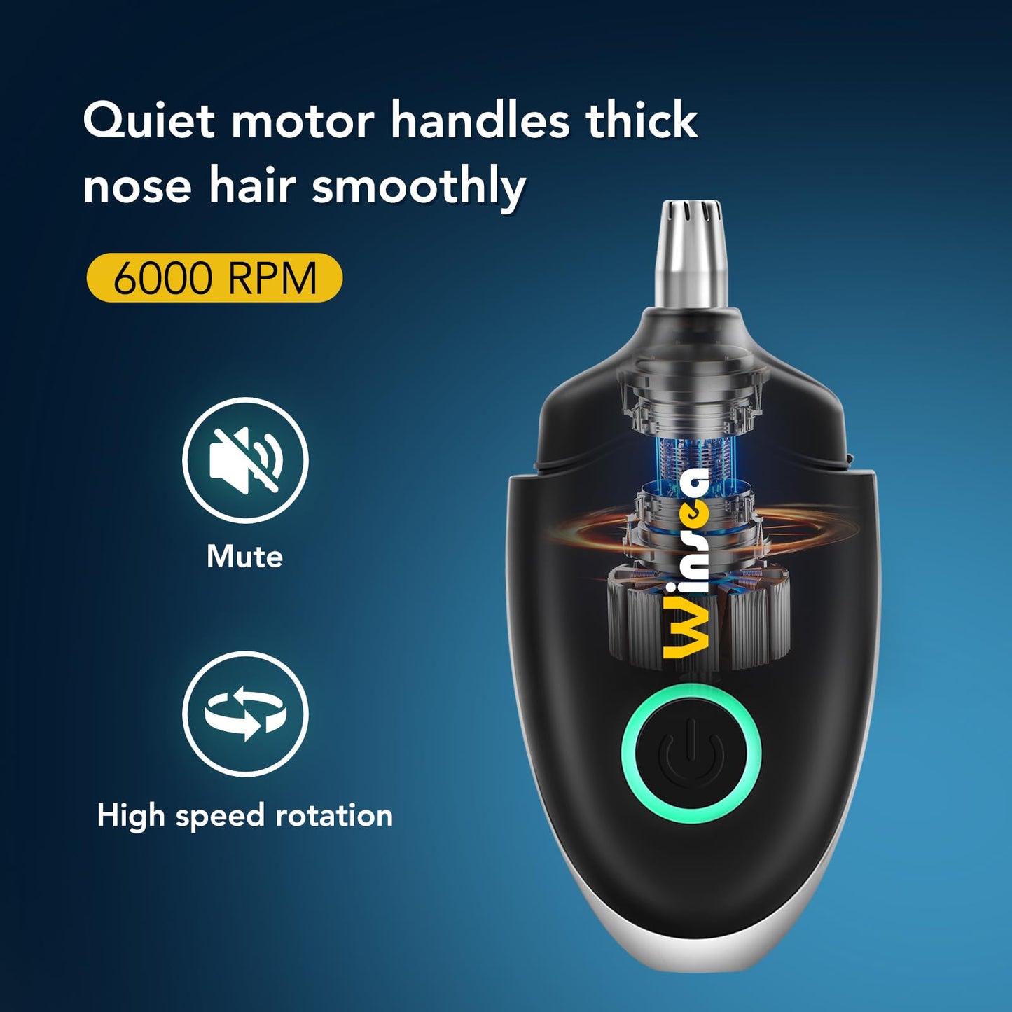 Winsea Ear and Nose Hair Trimmer for Men and Women - Travel Trimmer, High-Precision Nose Shaver, USB Rechargeable, Waterproof, Safe & Quiet Operation Beauty and Personal Care Winsea