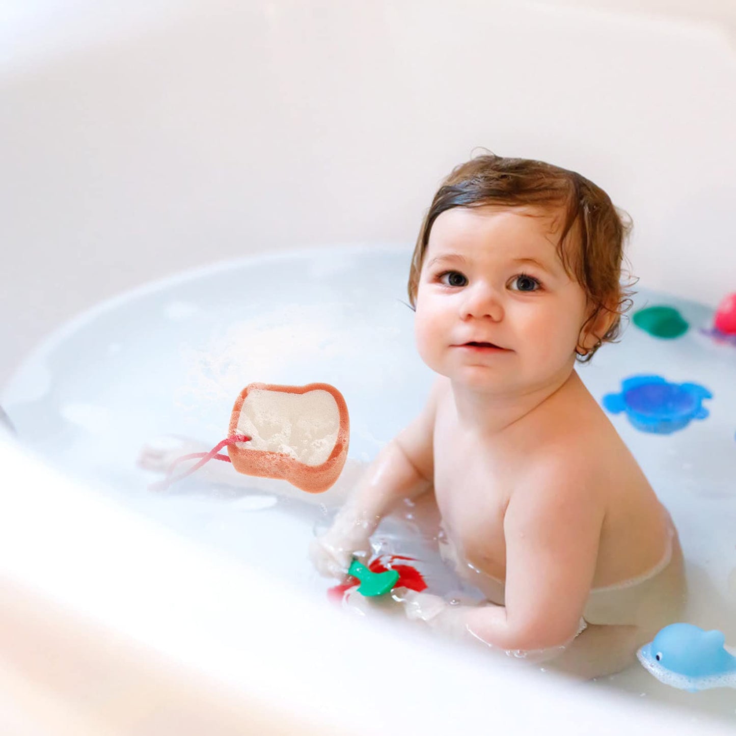 Healifty Baby Bath Brush Bread Scrub Sponge for Shower Cute Baby Bath Sponge Soft Scrubber for Daily Skin Cleaning Travel Use 4.33 X 3.74 X 1.77 in Beauty and Personal Care Healifty