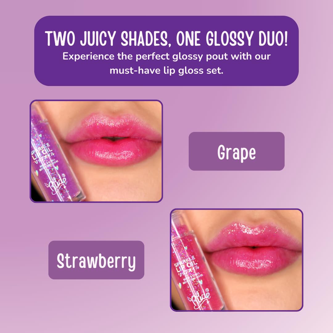 RUDE Cosmetics Lip Oil for Women, Hydrating Lip Gloss Oil Set, Lightweight & Nourishing, Moisturizing Care with a Glossy Finish, Ideal for On-the-Go Beauty & Personal Care RUDE