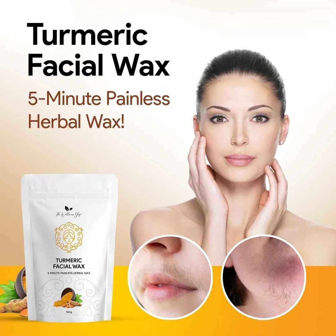 Turmeric Facial Wax Powder - 5 min Painless Natural Face Hair Removal Waxing Powder - Easy to use at home - No chemicals - No Irritation - No Skin Beauty and Personal Care OTAA