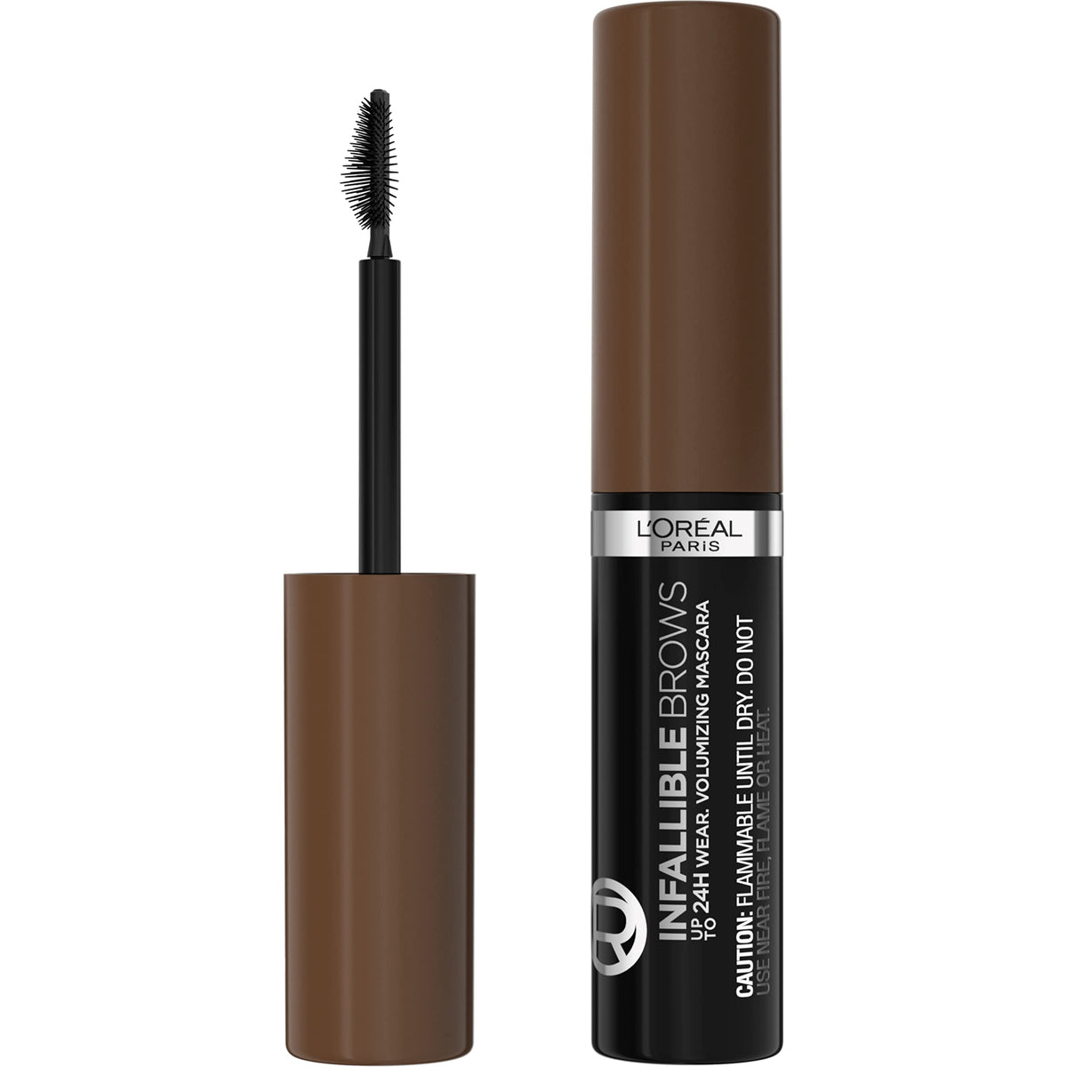 L'Oreal Paris Infallible Volumizing 24H Wear Brow Mascara, Long Lasting Eyebrow Makeup for 2X Fuller Eyebrows, 5.0 Brunette, 0.13 Fl Oz