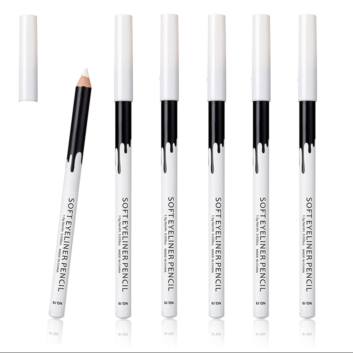 KAIQIKAIXI 6 White Eyeliner Pencils Professional Use as Highlighter, Soft, Waterproof, Long-Lasting Eyeshadow, Eye Brightener,Eye Shadow Pencil, Lip Beauty & Personal Care KAIQIKAIXI