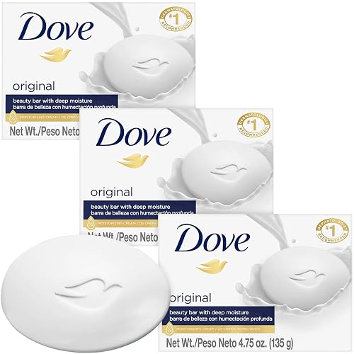 Dove Soap, Original Beauty Bar 3-Pack - 3-in-1 Moisturizing Face, Body & Hand Soap, 4.75 Oz Ea Beauty & Personal Care Dove